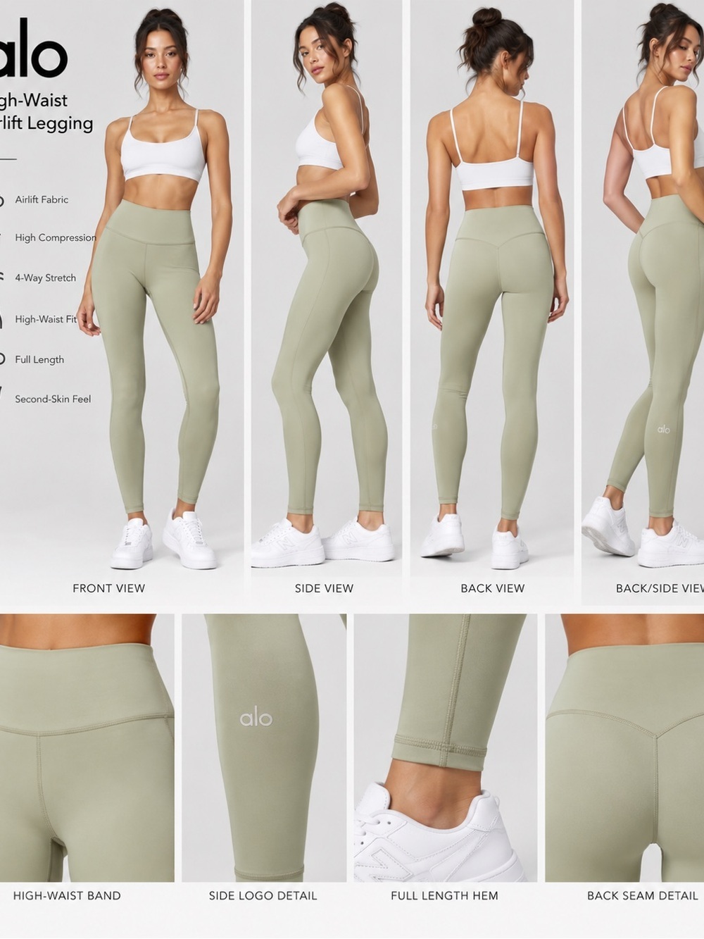 NWT ALO Yoga High-Waist Airlift Leggings Green Olive